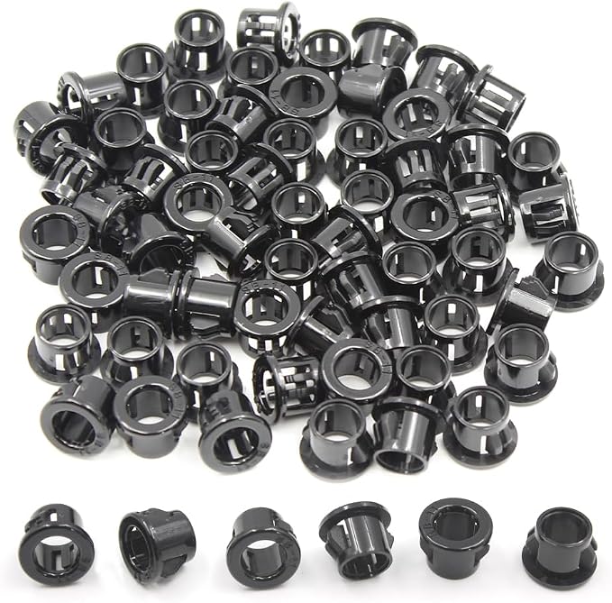 3/8" Black Snap-in Knockout Insulating Bushing Grommets, Plastic Cable Hole by EASYEAH