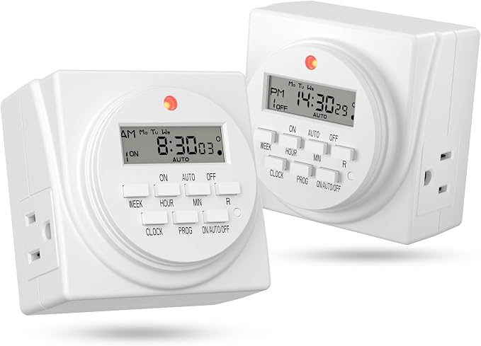 BN-LINK 7-Day Heavy Duty Digital Programmable Timer, Dual Outlet forLight by BN-LINK