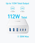 Anker Desktop Charger, Fast Charging USB C Charger, 112W Max 6-Port Charging - Image 4