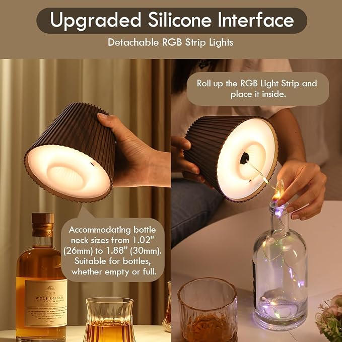 WILIT Wireless Bottle Lamp for Bar Decor, 3-Level Brightness Lampshades for - Image 4