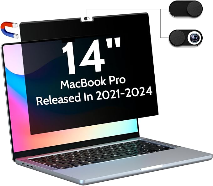 Magnetic Privacy Screen for MacBook Pro 14 Inch, Removable Matte Blue Light by peslv