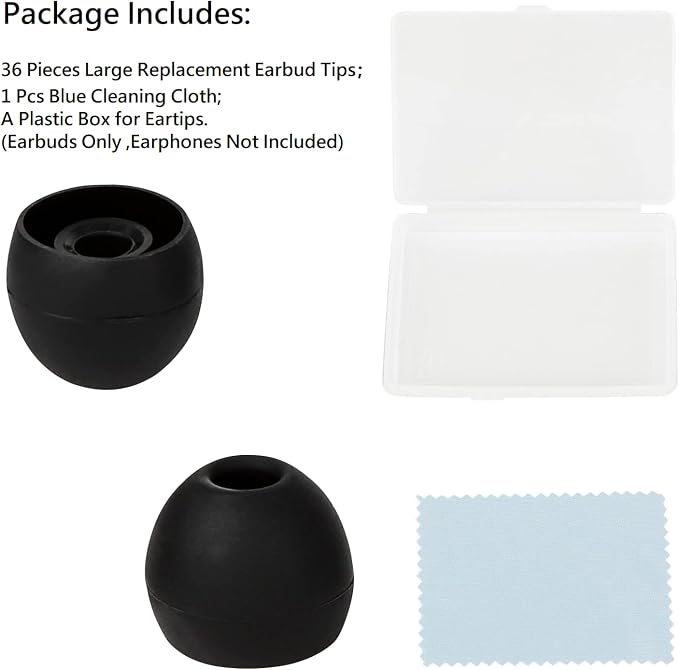 36 Pieces Large Earbud Tips Soft and Comfortable Silicone Earbud Tips Ear Bud - Image 6