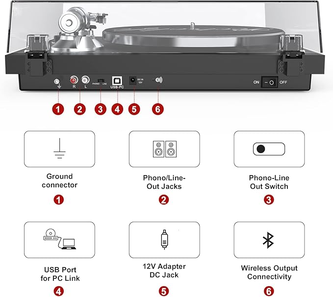 Turntables Belt-Drive Record Player - Image 3