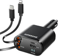 Retractable Car Charger 4 in 1 Fast Car Phone Charger Adapter by SUPERONE