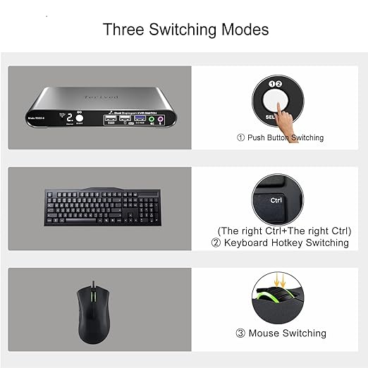 2 Port DP USB 3.0 Automatic KVM Switch Dual Monitor 4K@144Hz Two Computers Two - Image 6