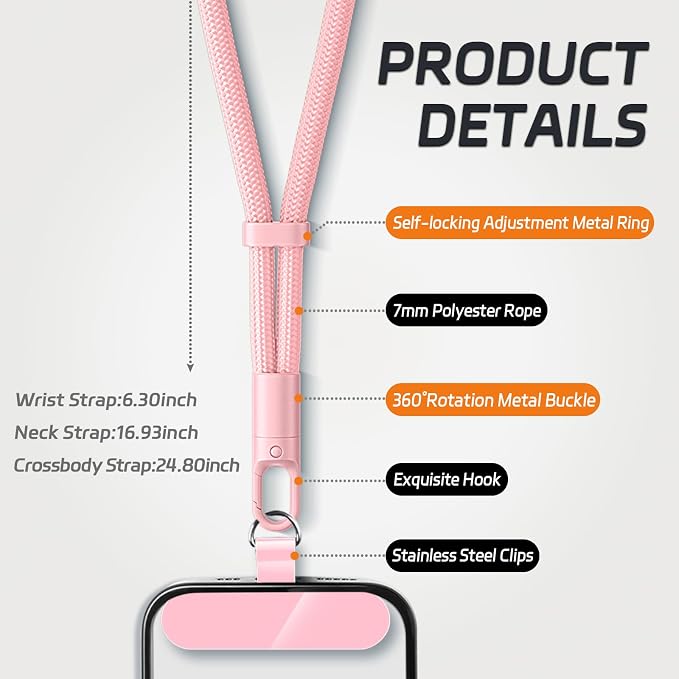 3 Pack Phone Lanyard, 1×Phone crossbody strap, 1×Phone Neck Strap, 1×Wrist Strap - Image 2