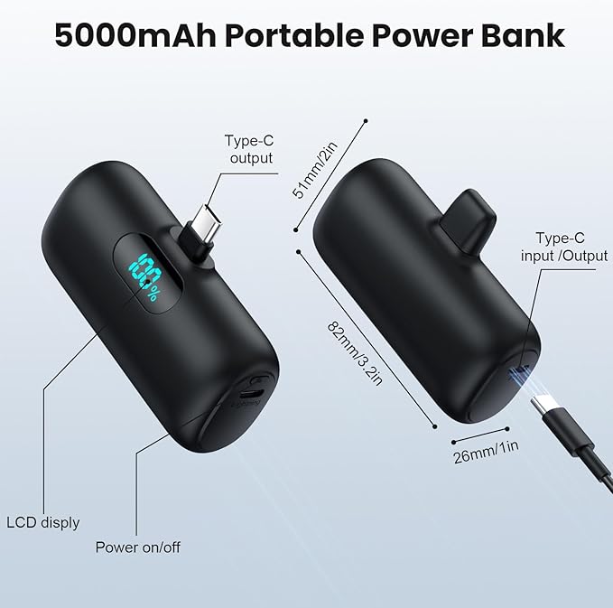 Samll Portable Charger for iPhone 16/15 Series, 5000mAh 3A PD USB C Power Bank - Image 7