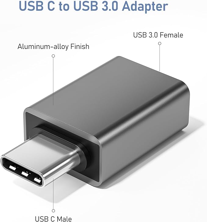 Basesailor USB C to USB Adapter 3 Pack, USBC Male to A Female 3.0 OTG MacBook - Image 2