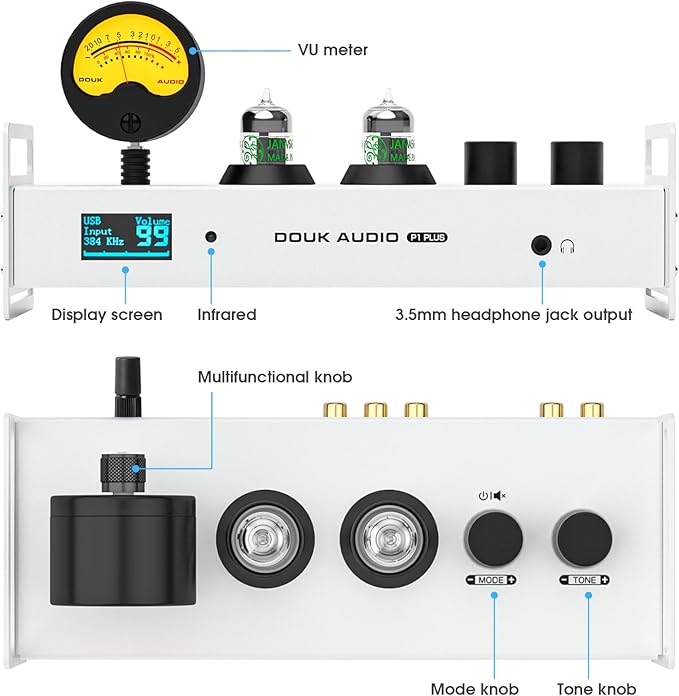 Douk Audio 2 Channel Bluetooth Vacuum Tube Preamp, Hi-Fi Headphone Amp - Image 7