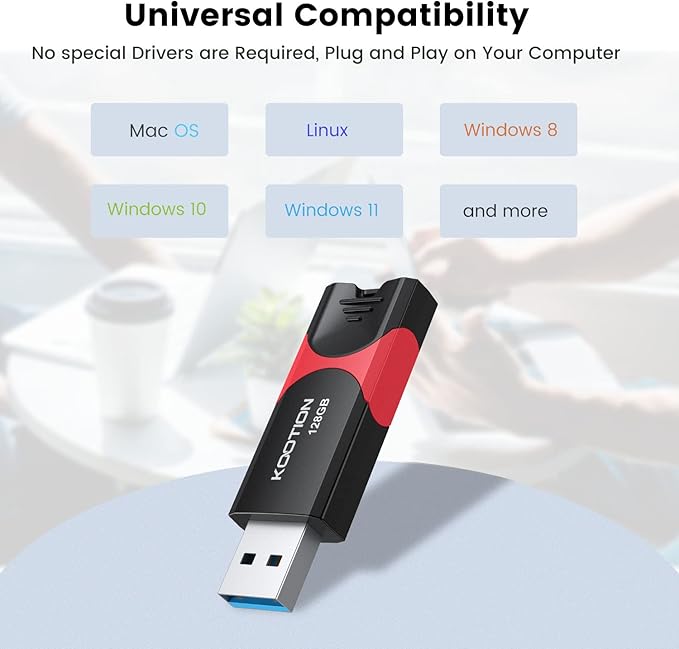 KOOTION 128 GB USB 3.0 Flash Drive Thumb Drive Retractable 128G Zip Drive Ultra - Image 8