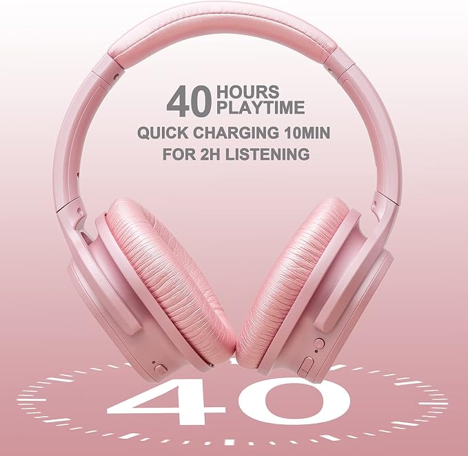 ZIHNIC Active Noise Cancelling Headphones, 40H Playtime Wireless Bluetooth - Image 3