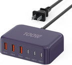 USB C Fast Charger, 100W GaN 6 Port Type C Charging Station Hub Block Cube by BREEKET