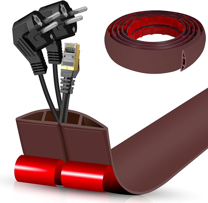 Floor Cord Cover Cavity 0.8"x0.37" Self Adhesive Cord Hider, 10FT Low Profile by DBHXXMB-HH