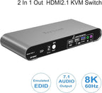 2 Computers 1 HDMI Monitor Automatic KVM Switch 8K@60Hz, Hotkey Switching - Image 2