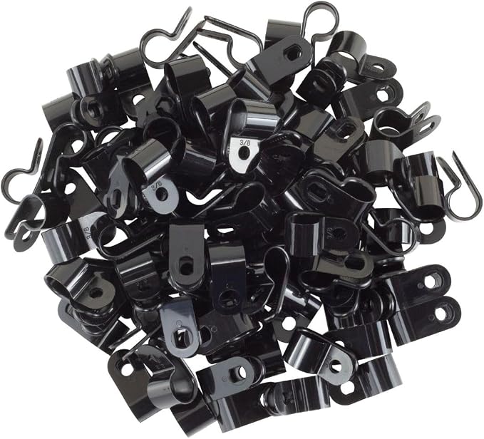 GTSE Black Nylon Plastic Cable Clamps, 3/8" Screw Mounts - Image 3