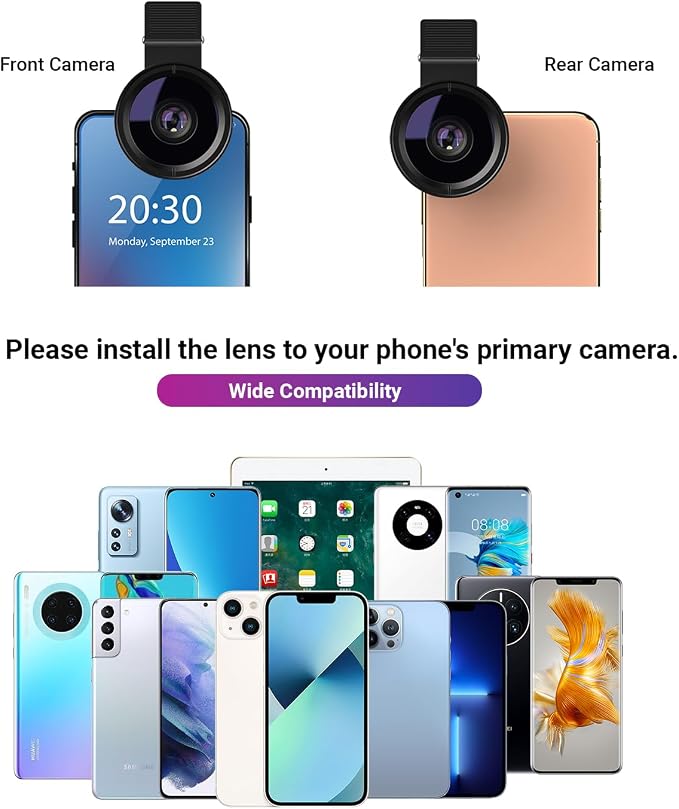 Apexel Phone Camera Lens, 2 in 1 Cell Phone Clip-on Lens Kit 0.45X Wide Angle - Image 8
