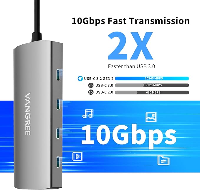 USB C to USB C Hub 10Gbps, 3 USB 3.2 Gen 2 Ports, 4K@60Hz HDMI, 100W PD - Image 3