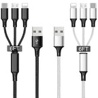 Multi USB Charging Cable 3A, 3 in 1 Fast Charger Cord Connector by Souina