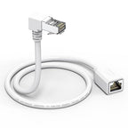 Right Angle Ethernet Extension Cable UPangle 1.5ft-White, 90 Degree CAT6 by JUXINICE
