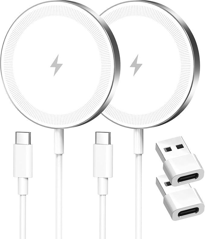 2-Pack 15W Magnetic Wireless Charger: Qi2 Fast Charging Pad by SMILESTATION