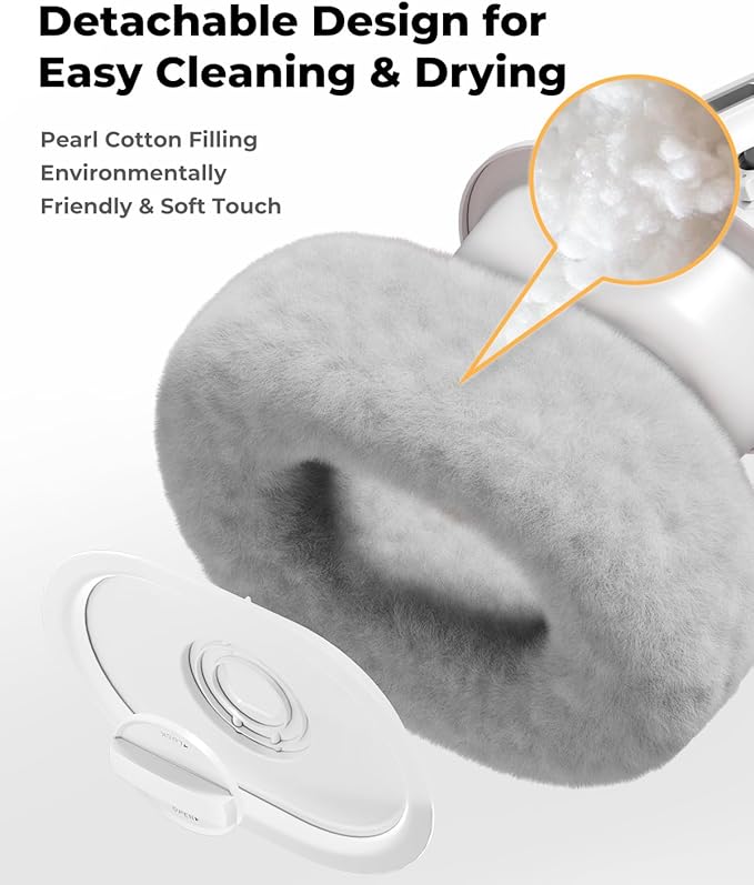 Kindle Pillow Stand – Soft Grey Fuzzy Tablet Holder - Image 7