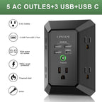 USB Wall Charger, Surge Protector, QINLIANF 5 Outlet Extender - Image 2