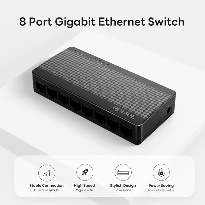 Tenda SG108, 8 Port Gigabit Switch, Unmanaged Home Ethernet Switch, Office - Image 3