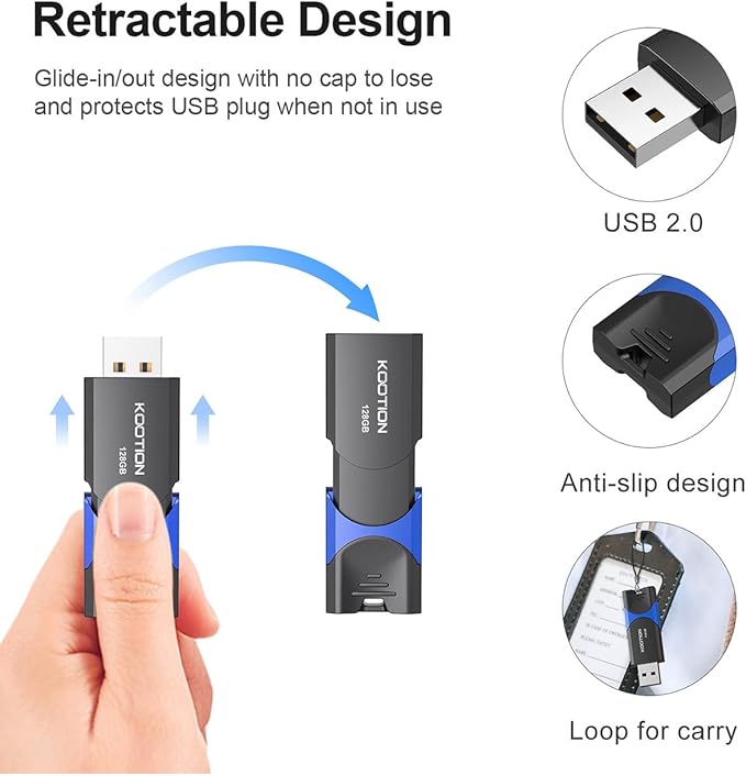 KOOTION 128GB Flash Drive 3 Pack USB Flash Drives Multicolor USB Drive - Image 2