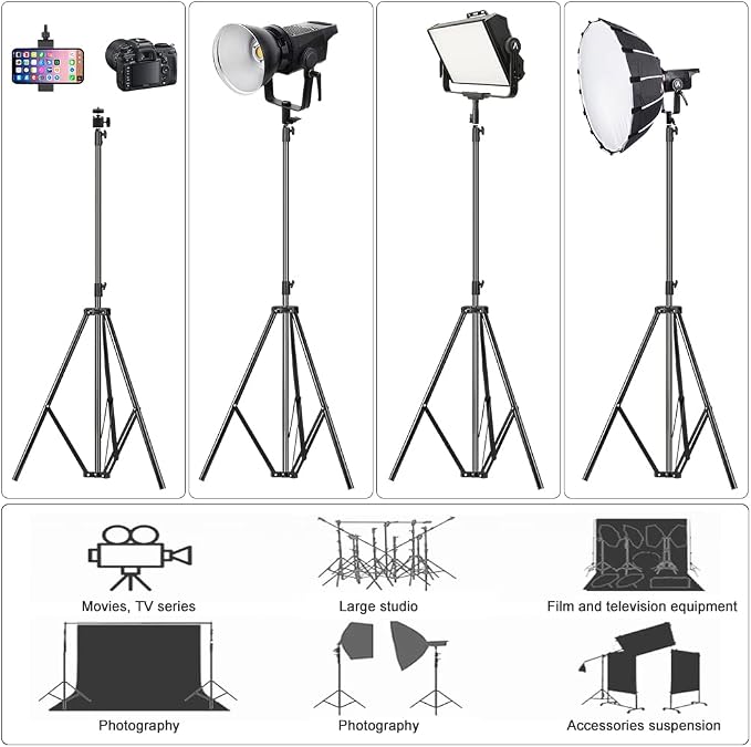 Aluminum Alloy Light Stand 9.5 Feet/2.8m Adjustable Spring Cushioned - Image 5