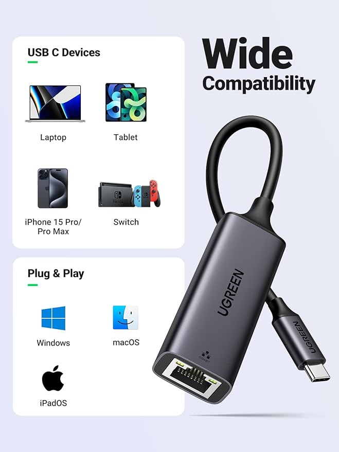 UGREEN USB C to Ethernet Adapter, Driver-Free, Compatible - Image 8