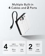 VRURC Portable Charger with Built-in 4 Cables, 10000mAh Battery Pack PD 20W - Image 2