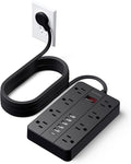 15 Ft Long Extension Cord Power Strip Surge Protector, HUNIAN Flat Plug by HUNIAN