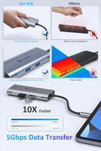 UtechSmart USB C Hub, USB C Ethernet Multiport Adapter, 6 In 1 USB C to HDMI - Image 3