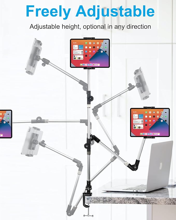 Tablet Holder for Desk Clamp 360° Phone iPad Mount, Aluminum Flexible Webcam - Image 6