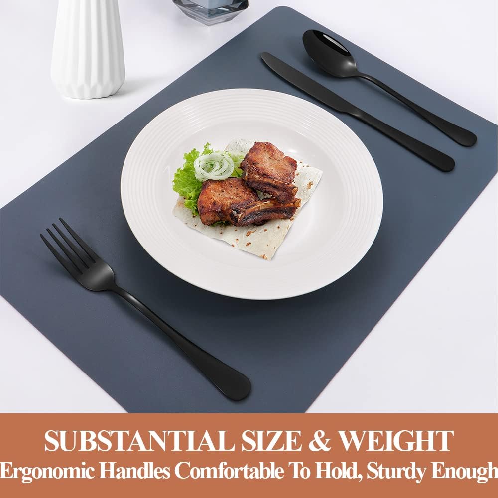 Lazycorner 20 Pcs Black Silverware Set for 4, Mirror Polished Flatware Set Stainless Steel Fork Knife Spoon, Food Grade Eating Utensils Sets, Reusable Silverwear Cutlery Set, Dishwasher Safe