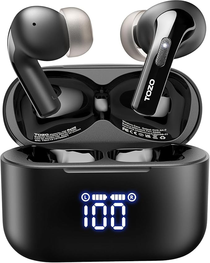 TOZO T20 Wireless Earbuds Bluetooth Headphones 48.5 Hrs Playtime by TOZO