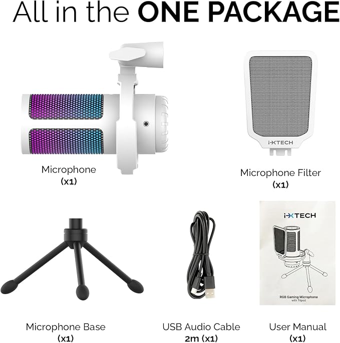 IXTECH USB Gaming Microphone for PC, RGB Condenser Microphone - Image 9