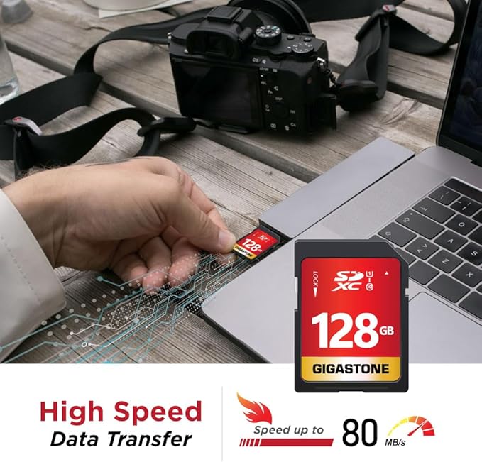 GIGASTONE 128GB SD Card UHS-I U1 Class 10 SDXC Memory Card Full HD Video - Image 3