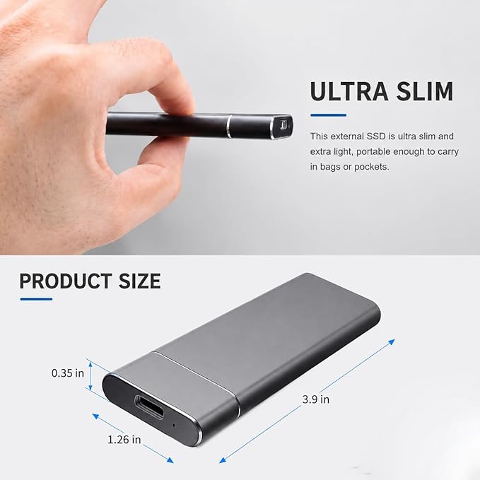 1TBExternal Hard Drive, Portable Solid State Hard Drive, Ultra Slim External - Image 6