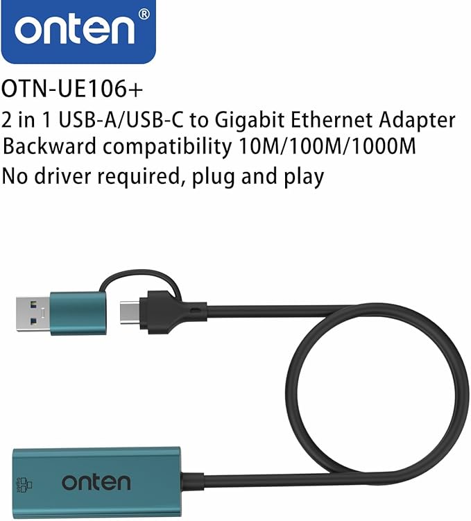 USB-A and USB-C to Ethernet Adapter, Driver Free RJ45 to USB C or USB A - Image 3