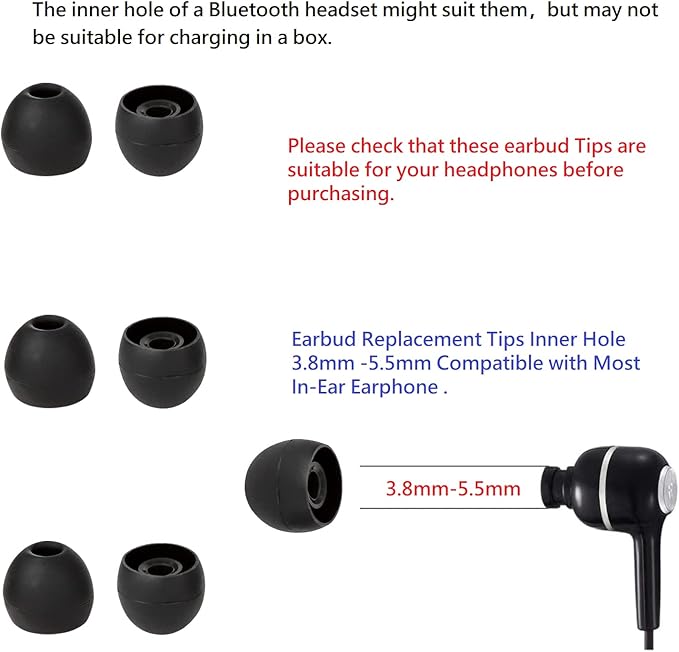 36 Pieces Medium Earbud Tips Soft and Comfortable Ear Bud Replacement Pieces - Image 3