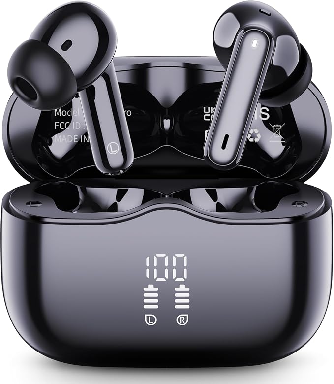 Wireless Earbuds, New Wireless Earphones HiFi Stereo Deep Bass 40H Playtime by XINWLD
