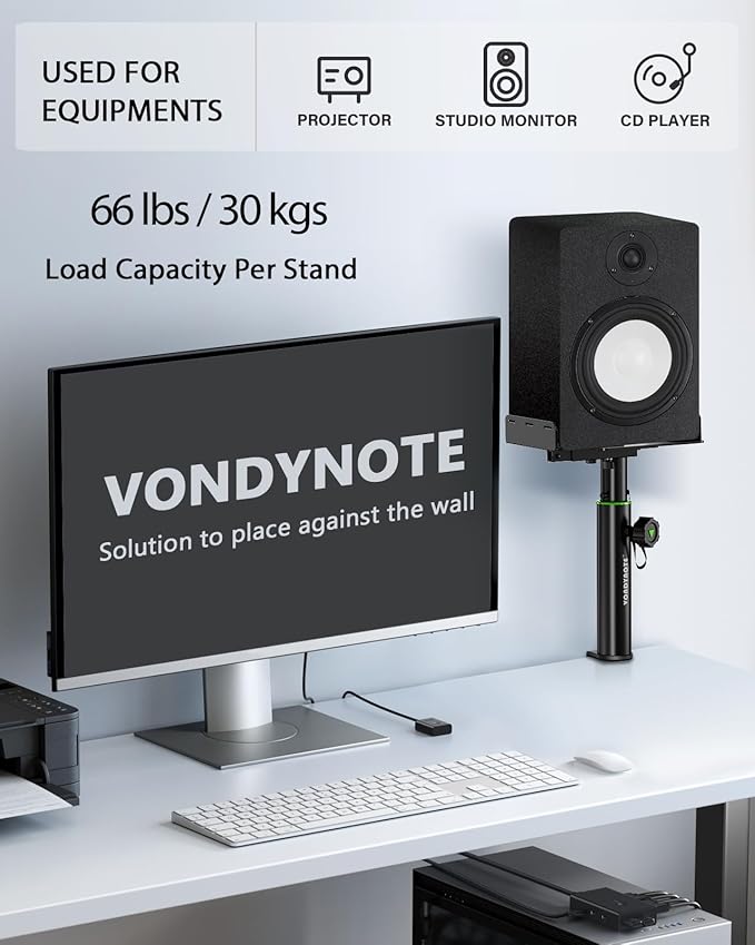Set of 2 Dual Side Clamping Studio Monitor Stands Desktop Clamp Speaker Stands - Image 7
