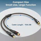 RCA Splitter Cable 1 Male to 2 Female Y Adapter - Image 7