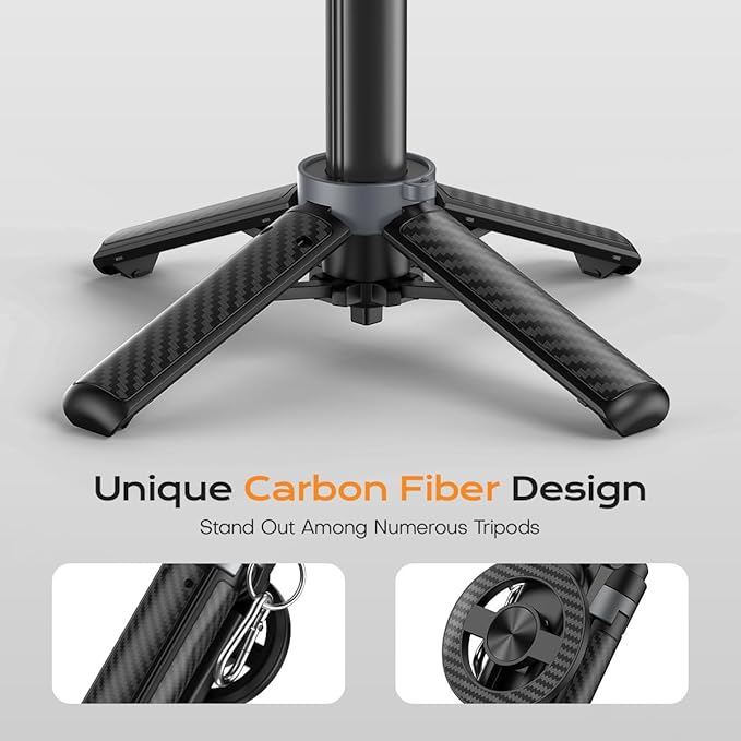 Mini Magnetic Selfie Stick, 360° Rotation Carbon Fiber Cell Phone Tripod - Image 4