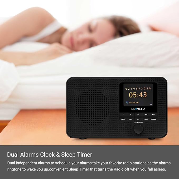 LEMEGA IR1 Portable WiFi Internet Radio, FM Digital Radio, Dual Alarms Clock - Image 7