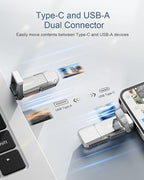 64GB USB C Flash Drive Up to 450MB/s USB 3.2 Solid State Thumb Drive Type-A + - Image 3