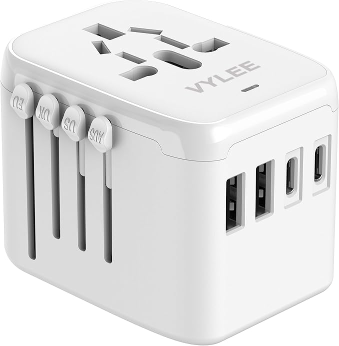 Universal International Power Travel Plug Adapter, 5 in 1 European Travel Plug by VYLEETechnology