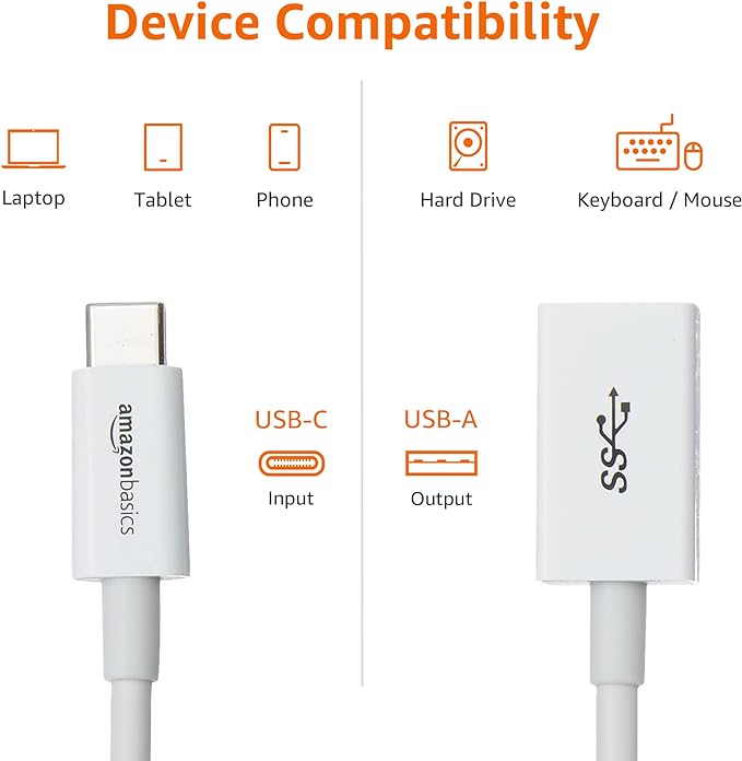 Amazon Basics USB-C to USB-A 3.1 Gen1 Female Adapter Cable Converter, 5Gbps - Image 4