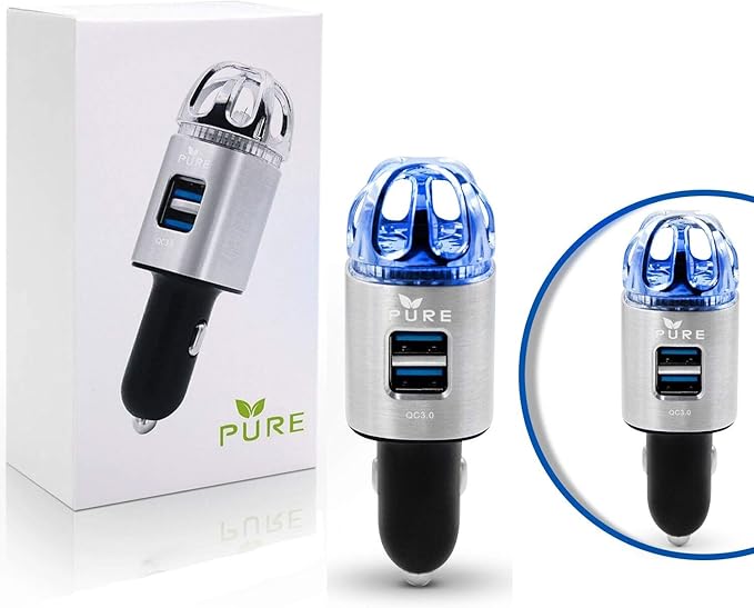 Car Air Purifier 3in1 Premium Stainless Steel Air Filter Ionizer w/Dual USB by Unknown
